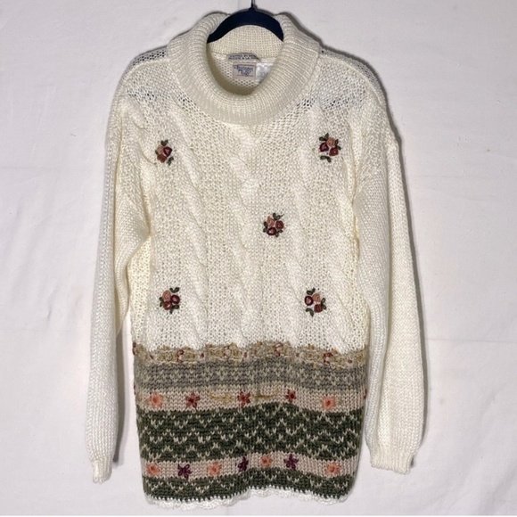 Vintage Huntington Ridge Hand Knit Turtleneck Sweater L - Picture 13 of 13